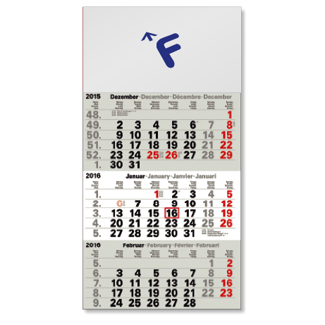 3-Monatskalender für das Folgejahr